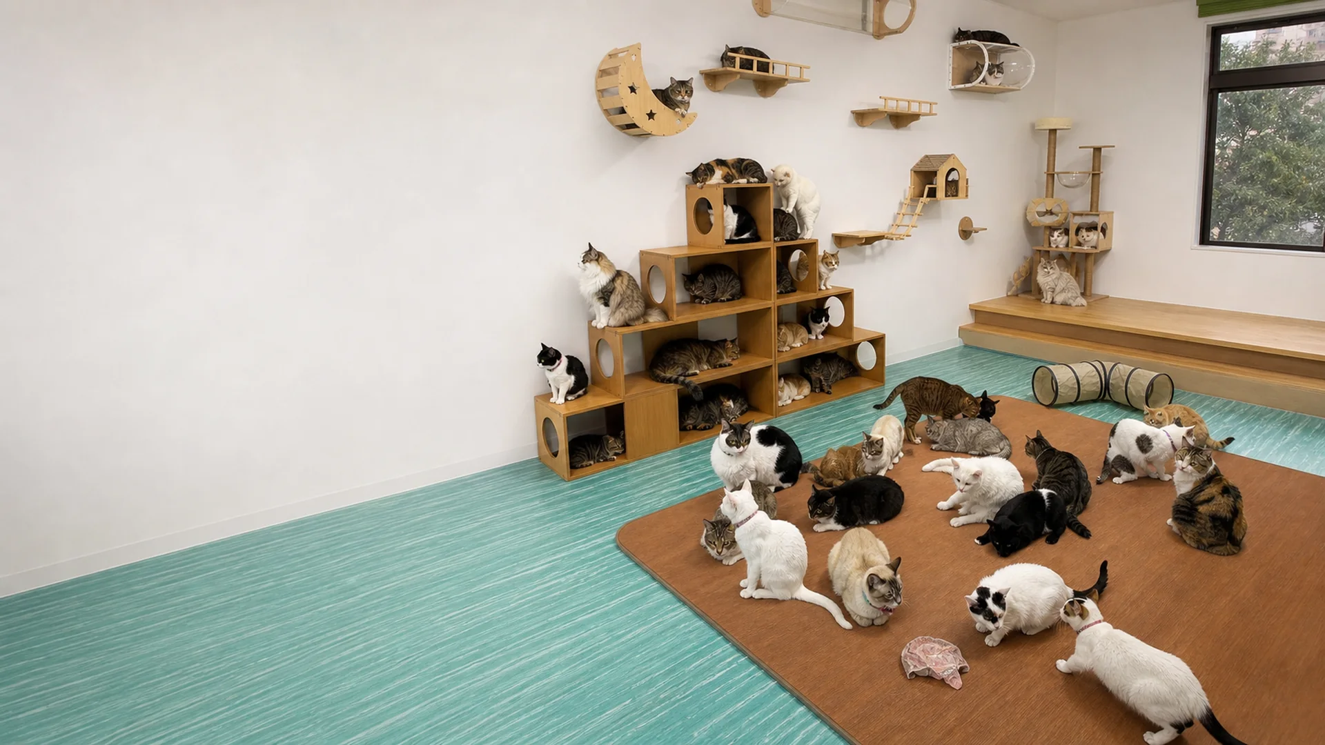 保護猫たちが過ごす、ぷここん家の店内