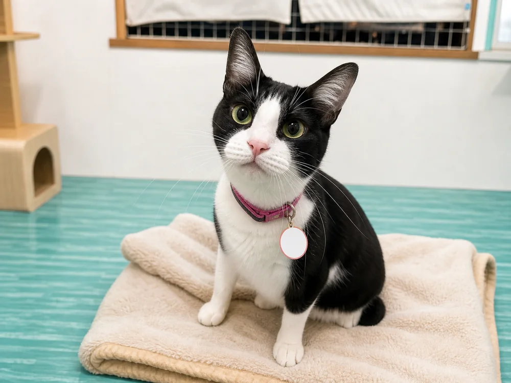 やわらかいブランケットでくつろぐ猫